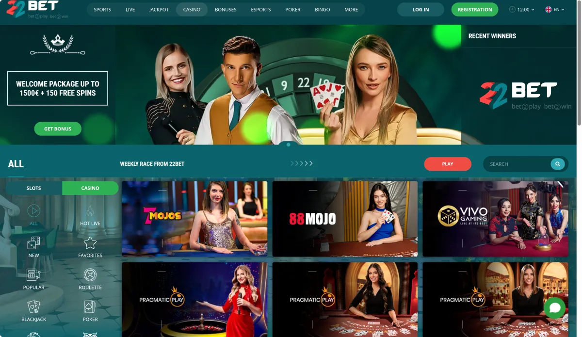 22Bet Casino Games